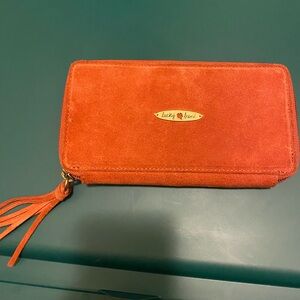 Lucky Brand orange suede wallet